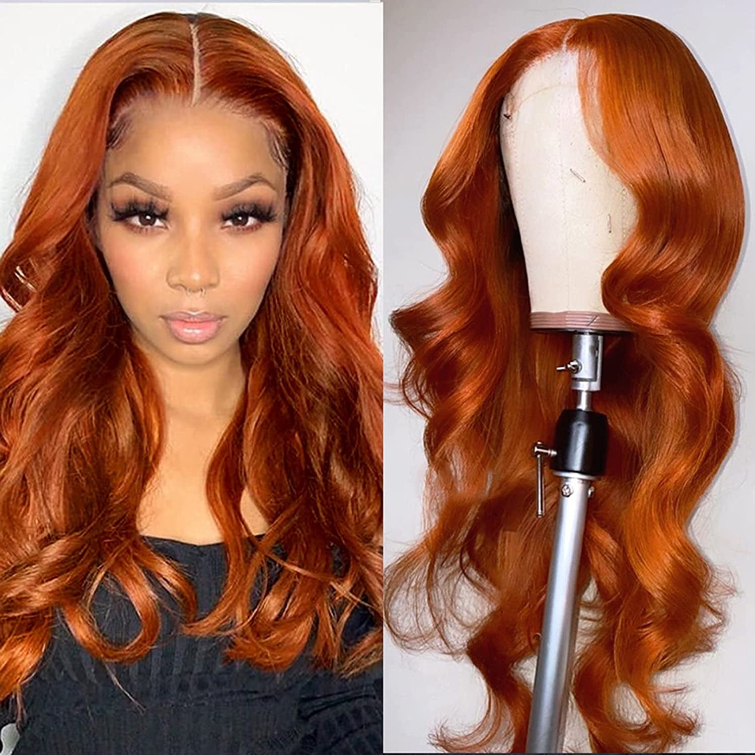 Brazilian Body Wave Ginger Orange 13x4 HD Lace Front Human Hair Wigs –  Curly Que Locs