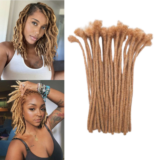 Honey Blonde Dreadlock Extensions, 100% human hair (10 locs per bundle), Color #27 (sizes 0.4cm - 1cm)