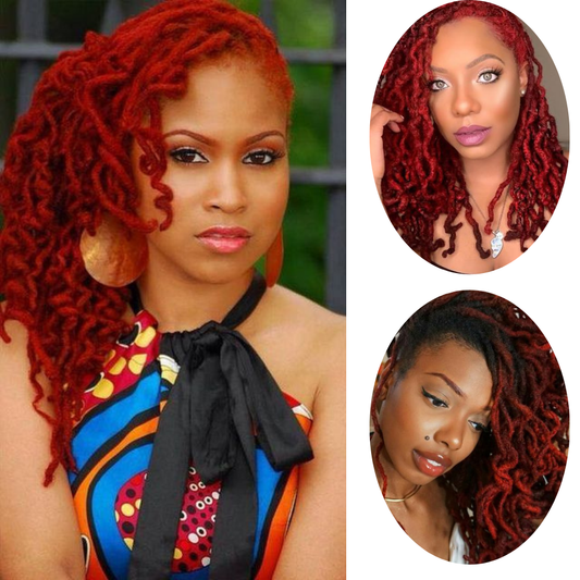 Fire Engine Red Dreadlock Extensions, 100% human hair (10 locs per bundle), Color - Fire Engine Red (sizes 0.4cm - 1cm)