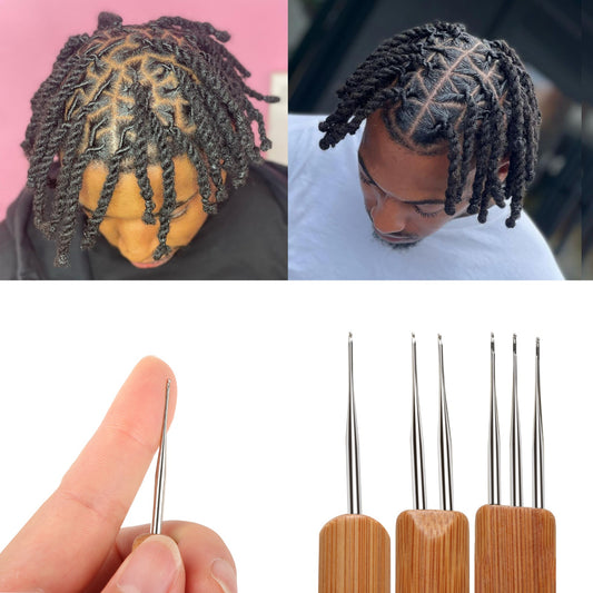 Single, Double, or Triple 0.5mm Crochet Dreadlock Tool with Bamboo Handle