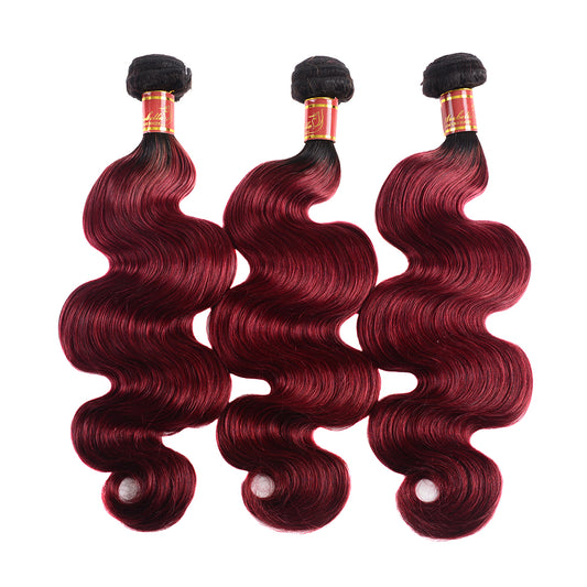 Virgin Peruvian Body Wave 100% Human Hair,  Colors - 1B / 99J, 12A Bundles, 3 bundles/package