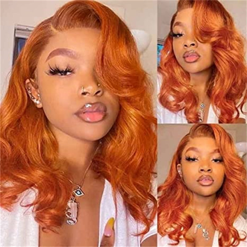 Brazilian Body Wave Ginger Orange 13x4 HD Lace Front Human Hair